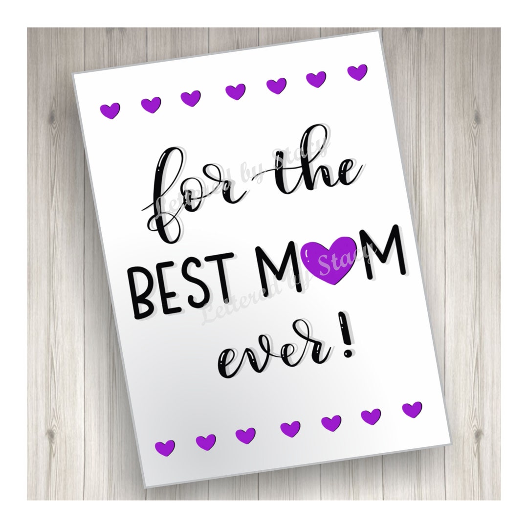Best Mom Ever Card - Mother's Day Card With Purple Hearts, Printable ...