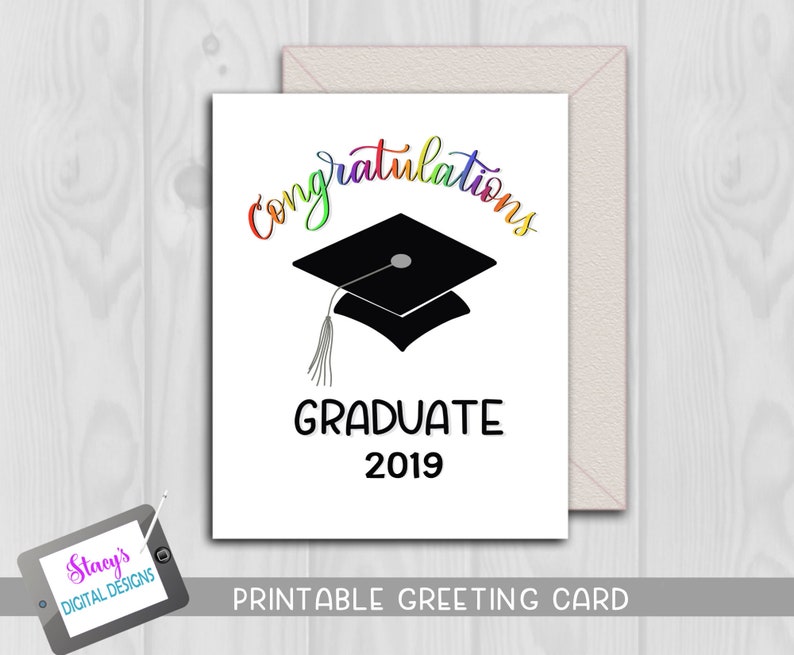 Graduation Card Congratulations Graduate 2019 With Cap Etsy