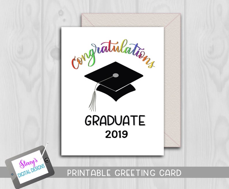graduation card congratulations graduate 2019 with cap etsy