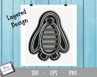 3D warstwowy PenguinSVG - Wielowarstwowy projekt papierniczy - Svg Png Eps Dxf