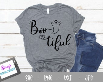 Halloween SVG - Boo-tiful cut file for Cricut and Silhouette, handlettered, ghost - Svg Png Eps Dxf