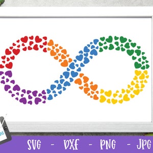 Neurodiversiteit SVG - Oneindigheidsteken met hartjes voor Cricut en Silhouette - svg png eps dxf