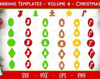 Earring Bundle - Vol. 4 - 35 Christmas Earring Templates for Cricut and Silhouette Svg, Eps, Png, Dxf