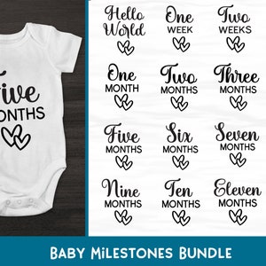 | groupée Baby Milestones 16 Baby Milestone SVG Designs - Fichiers coupés pour Cricut et Silhouette - svg png eps dxf