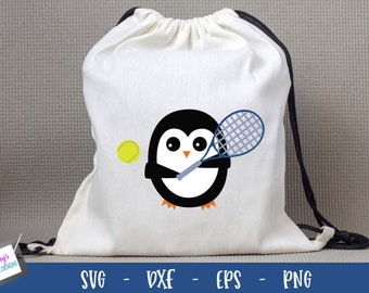 Tennis Penguin Design | Cute Penguin Playing Tennis  | Tennis svg png eps dxf