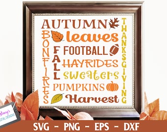 Fall SVG - Fall Subway art cut file for Cricut and Silhouette Svg Png Eps Dxf