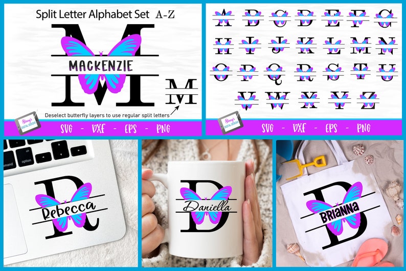 Download Butterfly Split Letters 26 Butterfly Monogram SVG files | Etsy