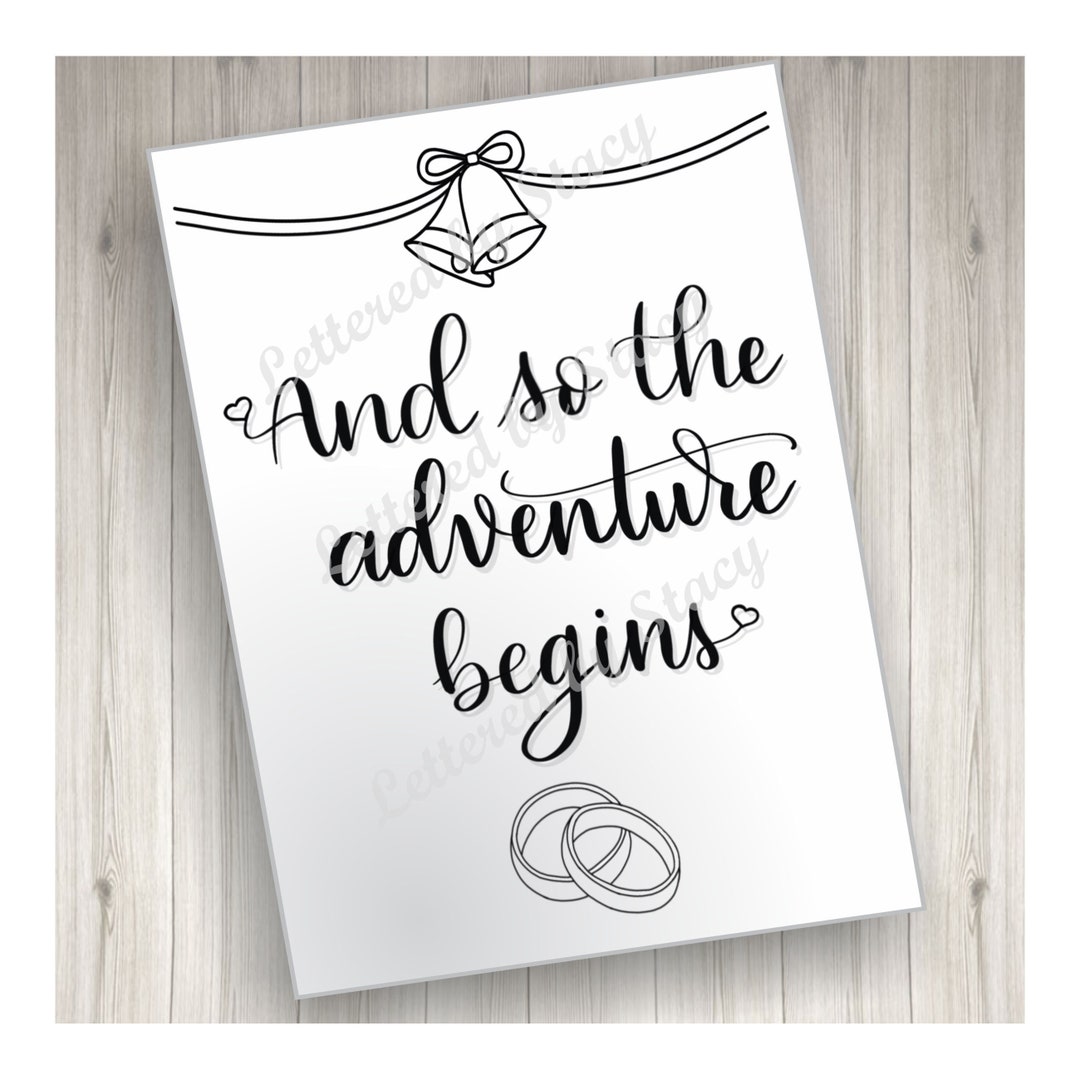 Wedding Card and so the Adventure Begins With Wedding Rings and Bells ...