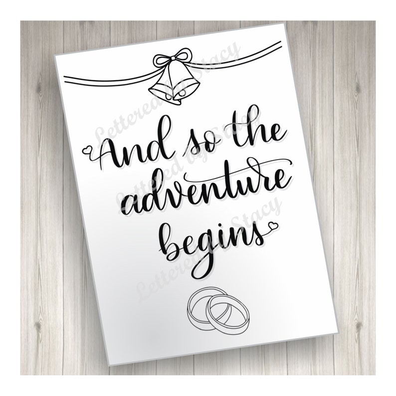 Wedding Card and so the Adventure Begins With Wedding Rings | Etsy