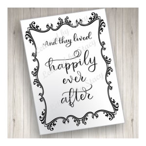 Hochzeitskarte - Und sie lebten glücklich bis an ihr Lebensende, printable, downloadable handlettered