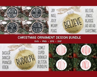 Christmas Ornament Design Bundle - Christmas SVGs - Cut files for Cricut and Silhouette - Svg Png Eps Dxf