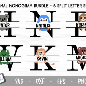 Animal Monogram Bundle - 6 Sets of Animal Split Letters A-Z -  SVG files for Cricut and Silhouette - Svg Png Eps Dxf