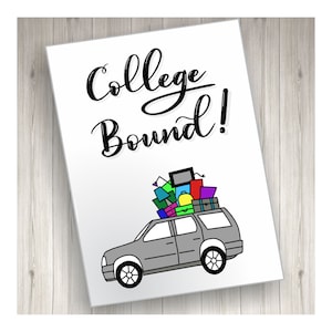 College Card - College gebunden mit beladenem Geländewagen, printable, downloadable, handlettered