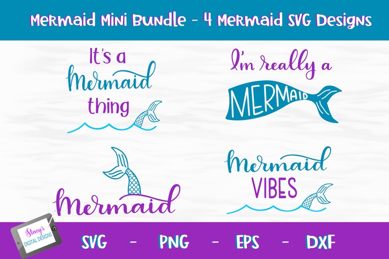Download Mermaid SVG Bundle 4 cut files mermaid mermaid vibes | Etsy