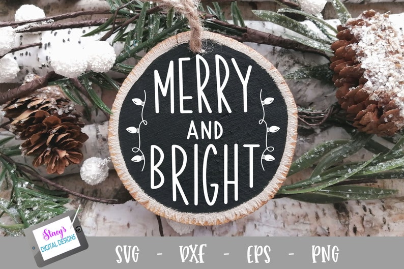 Download Free Christmas Ornament Svg Merry And Bright Round Etsy SVG DXF Cut File