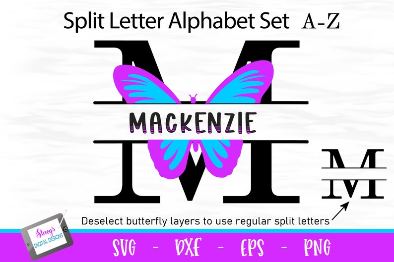 Butterfly Split Letters 26 Butterfly Monogram SVG files | Etsy
