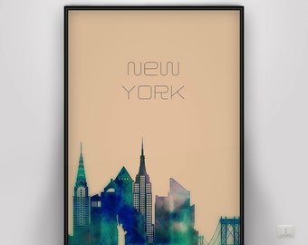 New York City Print New York Poster NYC Wall Art Home Decor Gift  Watercolor print New York City Home Decor Gift