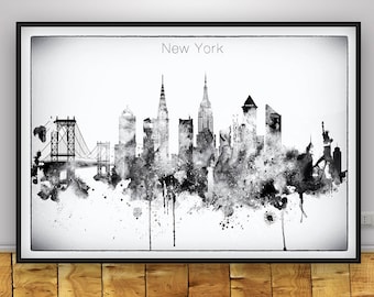 Black White New York Skyline, New York Poster, NYC, New York print, Home Decor, New York Wall art, New York city print, New York City