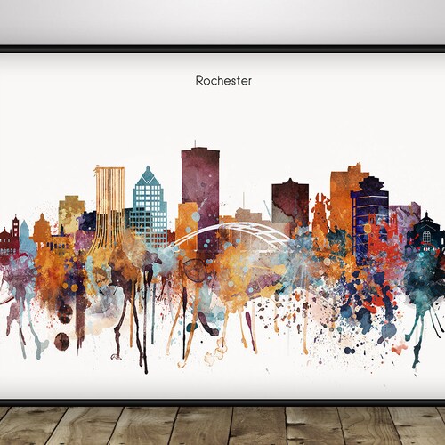 Rochester Skyline Art Print Rochester Poster Rochester Etsy