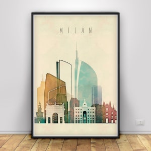 Milan City Print Milano Poster, Art Print, City Poster, Travel Poster, Milan Skyline, Wall art, Office decor, Travel Decor, Italy Gift
