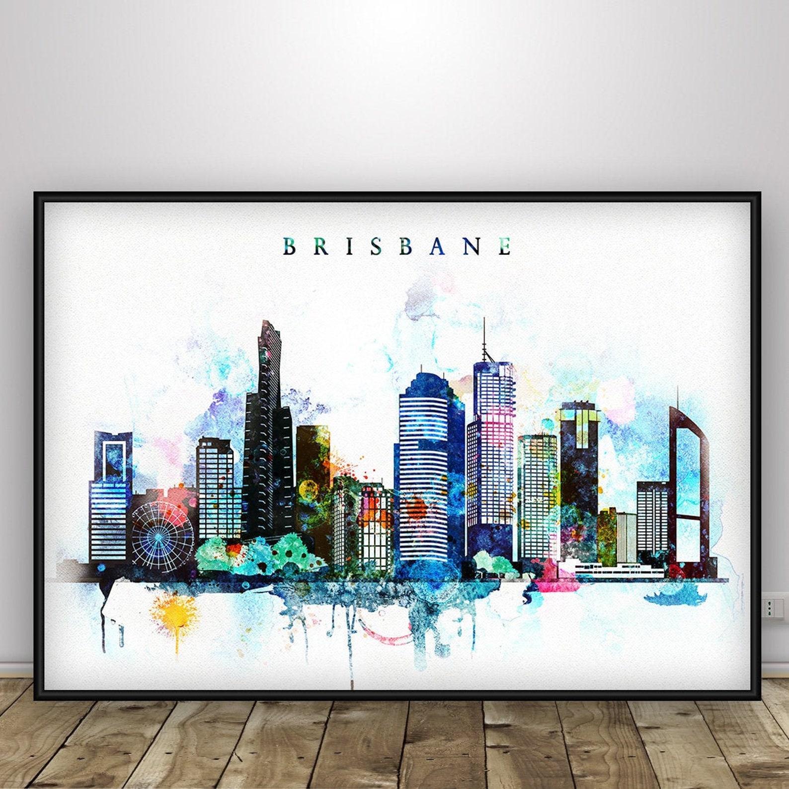 Brisbane Skyline Print Australia Watercolor Wall Art Print Etsy Australia