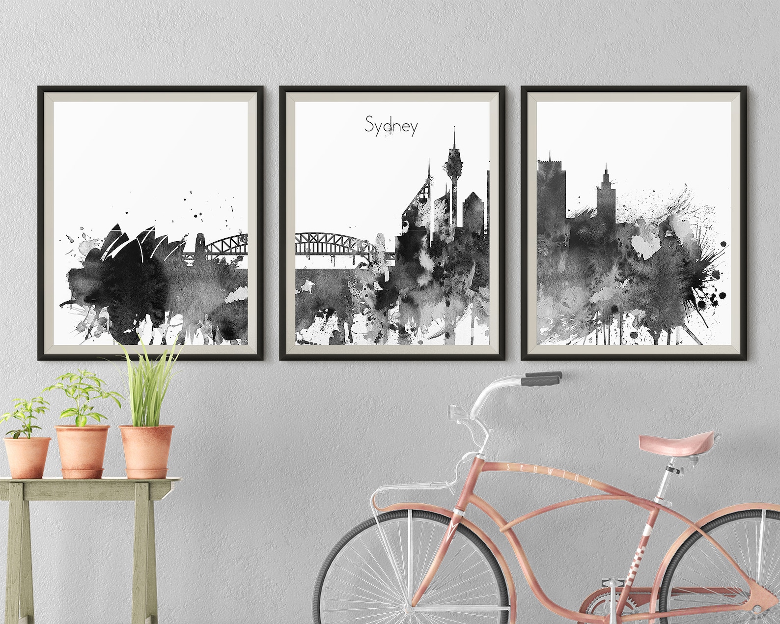 Sydney Set of 3 Black White prints Australia 3 pieces wall art | Etsy