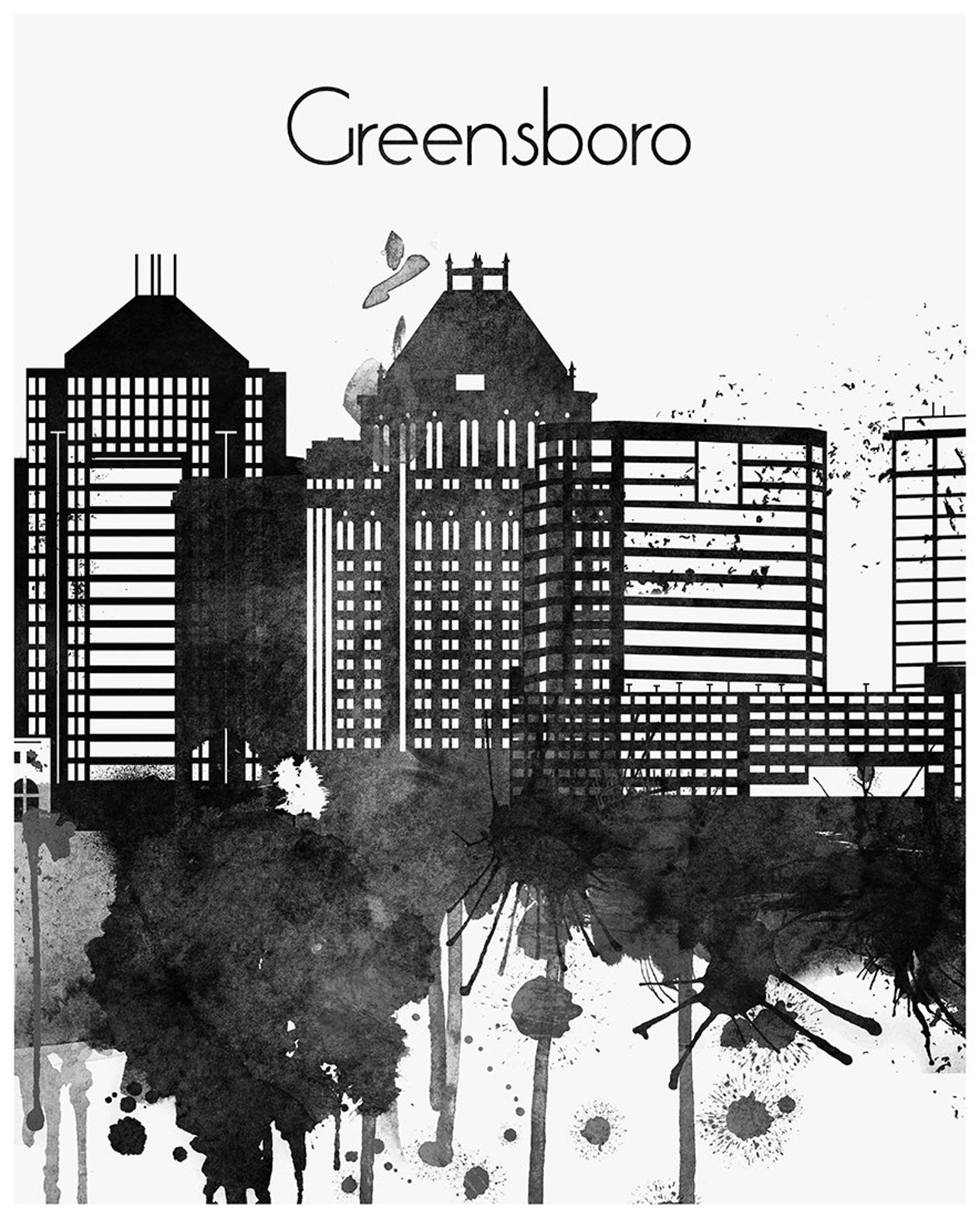 Greensboro Set of 3 Pieces Wall Art Black White Triptych of Etsy