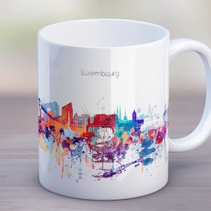 Luxembourg Skyline City Coffee Mug Tea Cup Travel Souvenir Birthday Christmas Europe Tourism Gifts Idea for Men Women Mug 11oz 