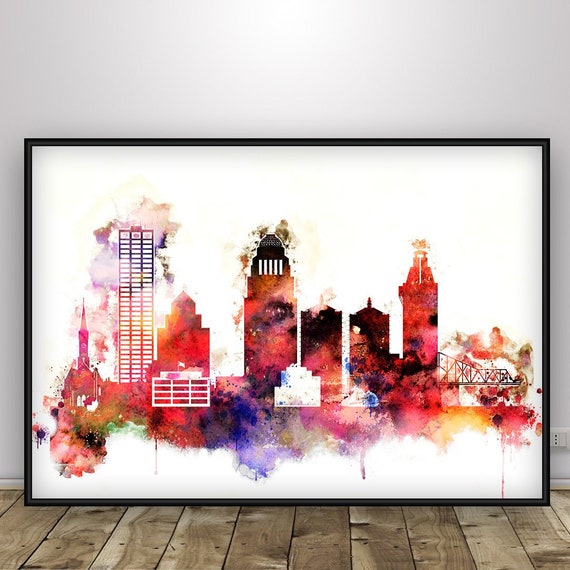 Louisville Poster Louisville Skyline Print Wall Art Travel 