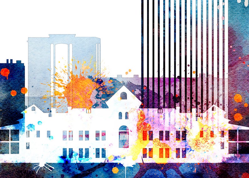 Tucson Skyline Print Arizona Watercolor Art Print Tucson Etsy