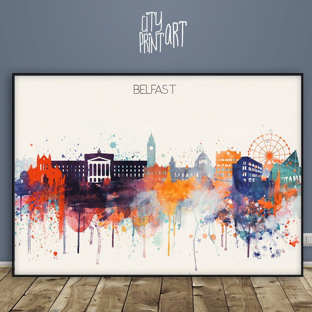 Belfast Skyline Print Belfast Watercolor Art Print Northern Etsy