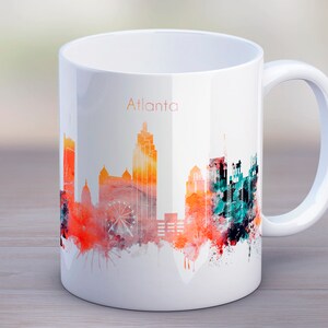 Atlanta Architecture Tea Mug, USA City Mug, Coffee Skyline Cup, Silhouette, Funny Mug, Kitchen Gift, Travel gift, Foodie gift, Mug 11oz image 1