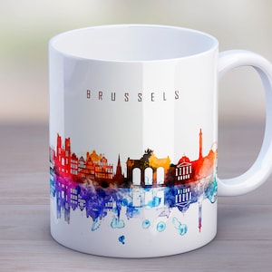 Brussels Coffee Mug City Skyline Belgium Mug Tea Cup Travel Souvenir Birthday Christmas Europe Tourism Gifts Idea for Men Women Mug 11oz 