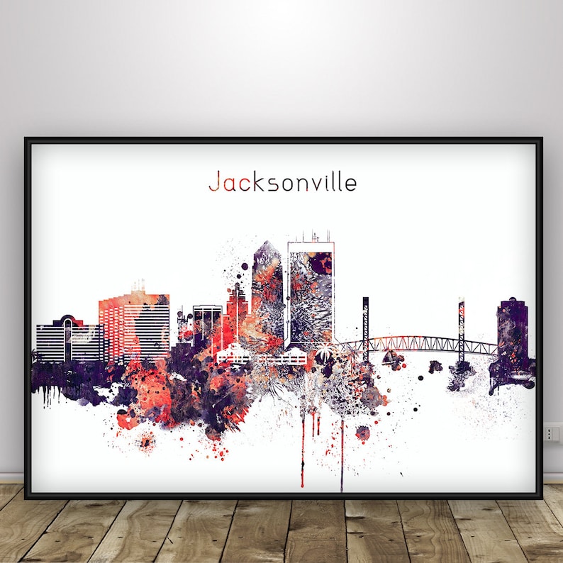 Jacksonville Skyline Poster Jacksonville Print Jacksonville - Etsy