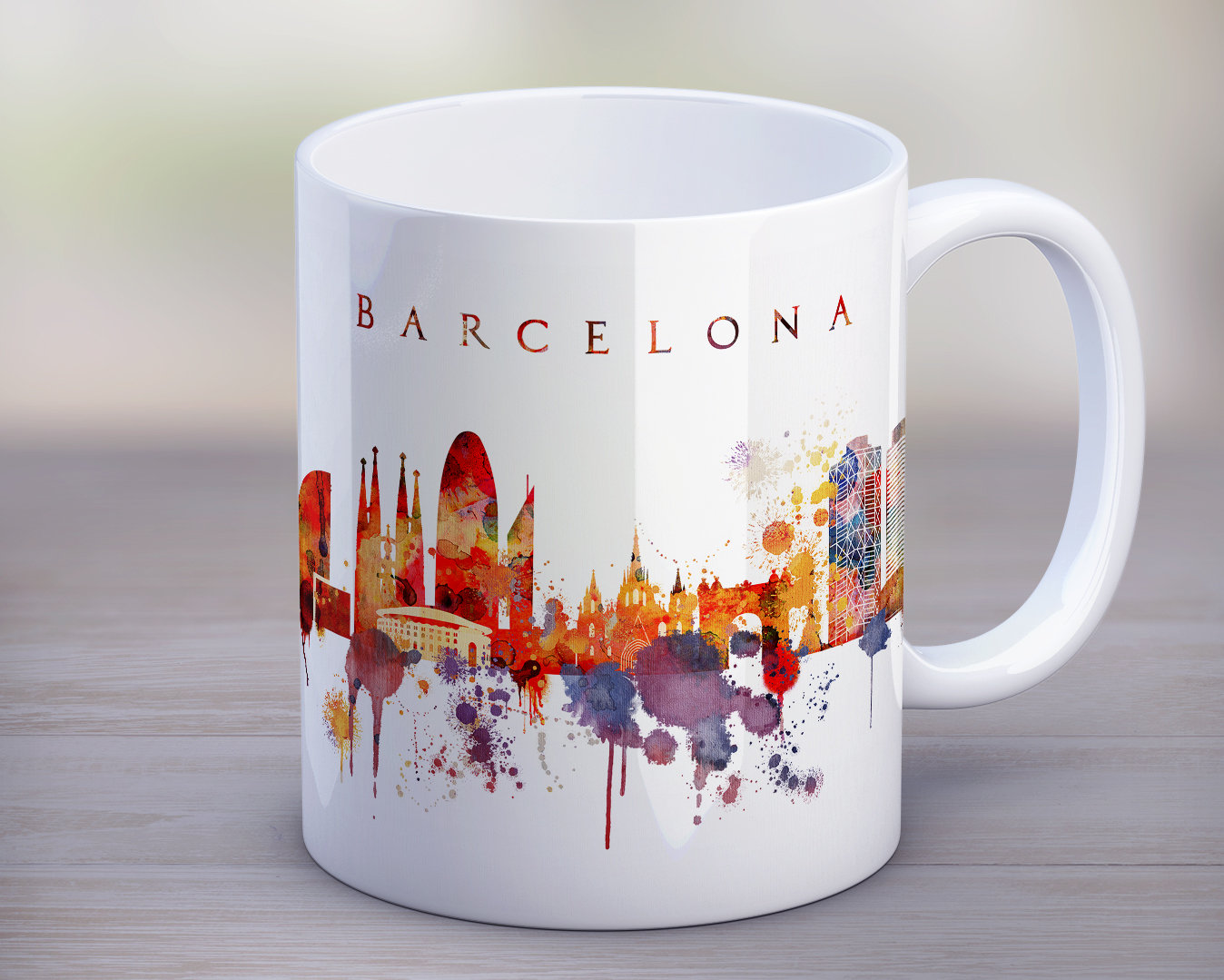 Barcelona Coffee Mug Barcelona City Skyline Mug Spain Cup Etsy