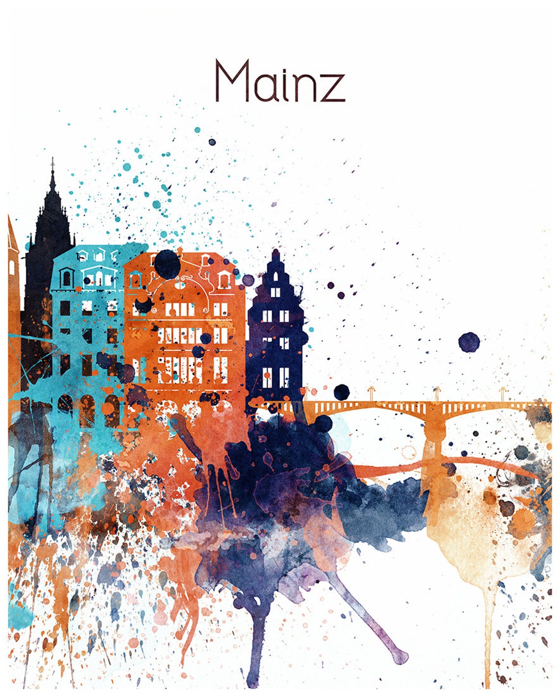 Mainz Set of 3 Colorful prints Germany 3 pieces wall art Etsy