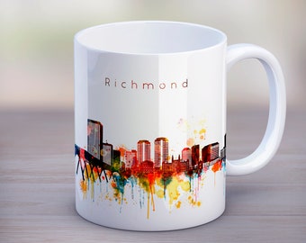 Richmond Funny Coffee Mug, USA City Mug, Virginia Tea Skyline Cup, Illustration Silhouette, Kitchen Gift, Travel gift, Work gift, Mug 11oz 