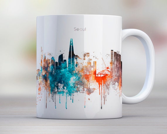 Seoul Coffee Mug South Korea Skyline City Tea Cup Souvenir