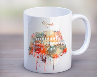 Rome Tea Mug, Italy City Mug, Coffee Cup Coliseum Silhouette, Cute Gift, Travel gift, Work gift, Mug 11oz 