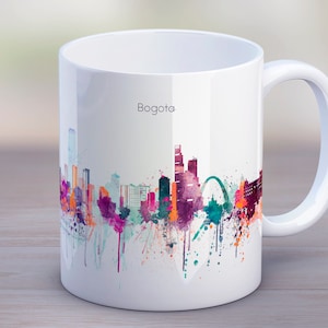 Bogota Coffee Mug Capital of Colombia City Funny Tea Skyline Cup Illustration Silhouette Kitchen Gift Travel gift Work gift, Mug 11oz 
