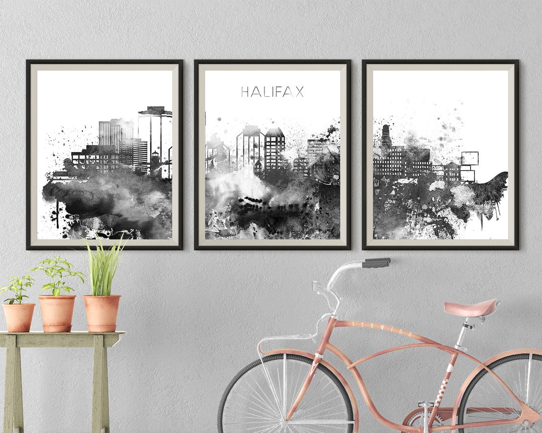 Halifax Set of 3 Prints Black White Halifax 3 Pieces Wall Art Triptych