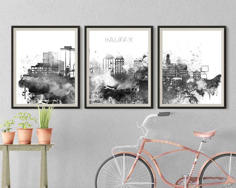 Halifax Set of 3 Prints Black White Halifax 3 Pieces Wall Art Etsy Canada