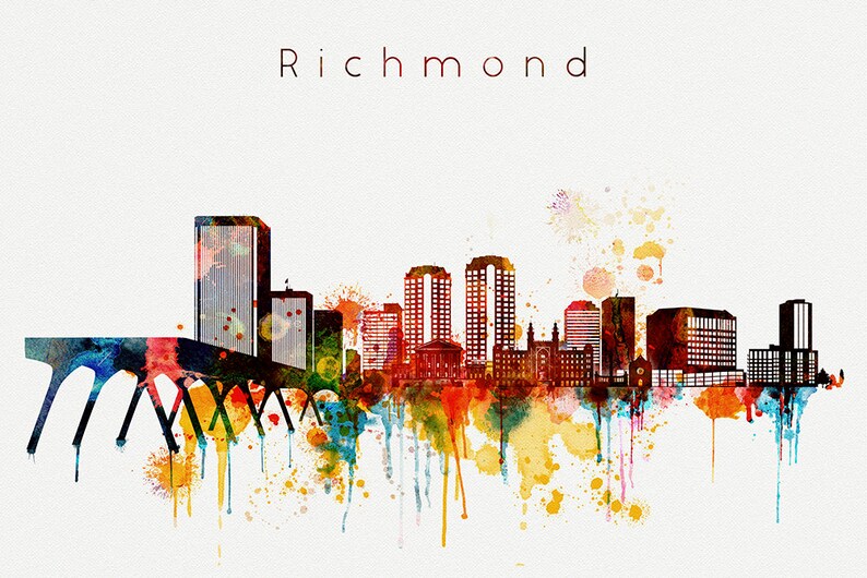 Richmond Skyline Poster Richmond Printable Wall Decor Etsy
