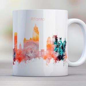 Atlanta Architecture Tea Mug, USA City Mug, Coffee Skyline Cup, Silhouette, Funny Mug, Kitchen Gift, Travel gift, Foodie gift, Mug 11oz image 2