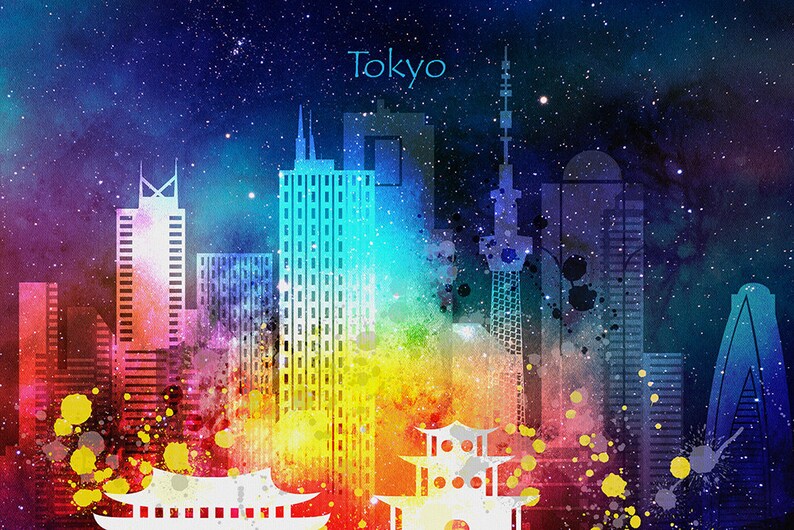 Tokyo Art Print Tokyo Poster Tokyo Skyline Wall Art Office Etsy