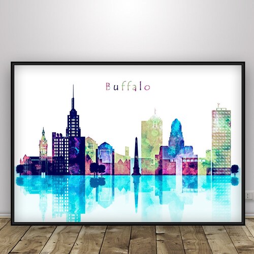 Buffalo Skyline Print City of Buffalo Watercolor Art Print - Etsy