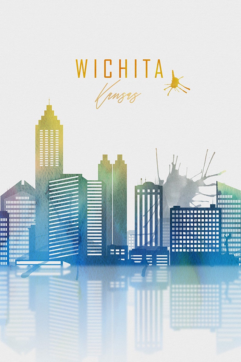 Wichita Druck, ReiseDekor, Wichita Poster, Aquarell Kunstdruck