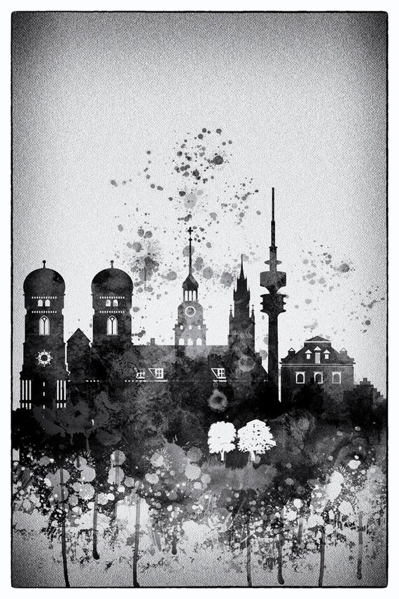 Kunstdruck-Poster „Skyline München“ – 40,6 X 50,8 Cm, Ungerahmt, Hochwertiger Druck Auf Premium-Papier