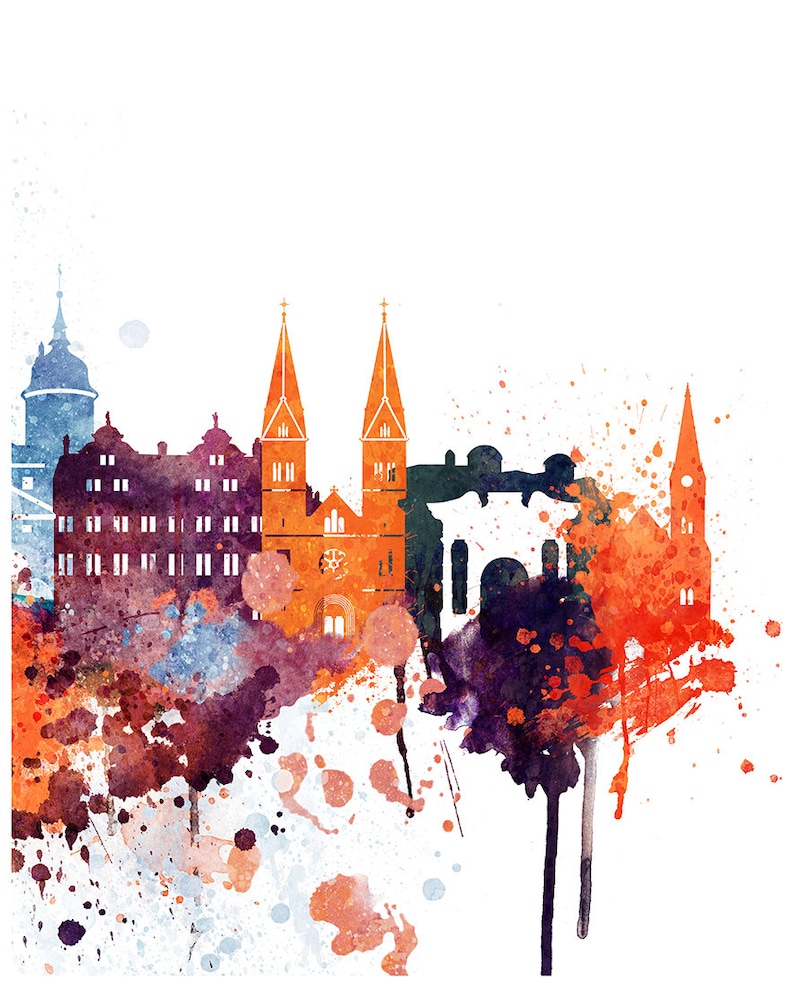 Heidelberg Set of 3 Prints Germany City 3 Pieces Wall Art Etsy