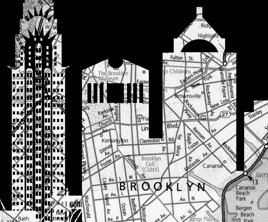 New York Street Map Printable Skyline Black and White - Etsy